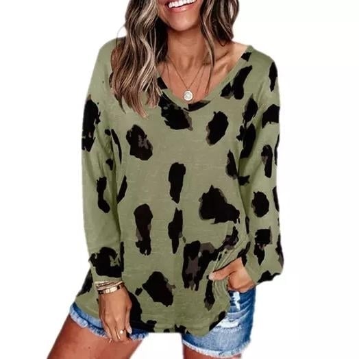 Womens V-Neck Leopard Print Inspired Top Image 8