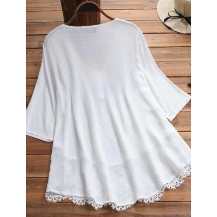 Womens V-Neck Floral Lace Top Image 4