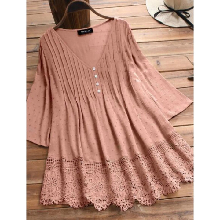 Womens V-Neck Floral Lace Top Image 4