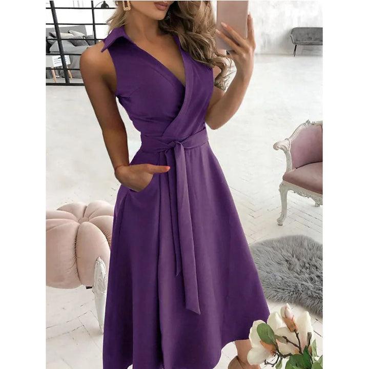 Womens V-Neck Sleeveless Long Dress Image 3