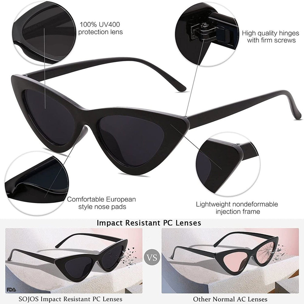 Womens Vintage Narrow Cat Eye Sunglasses Image 2