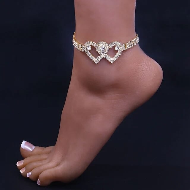 Womens White Ankle Bracelet Chandelier Heart Image 1