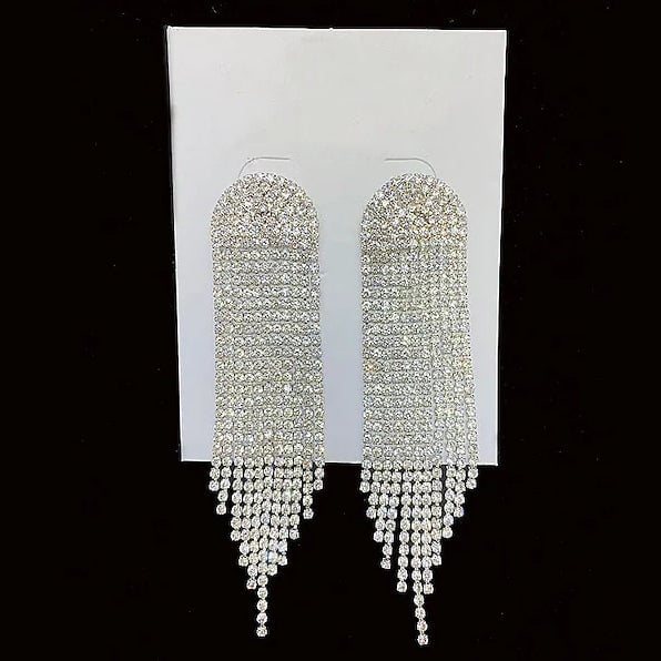 Womens White Drop Fringe Earrings Image 2