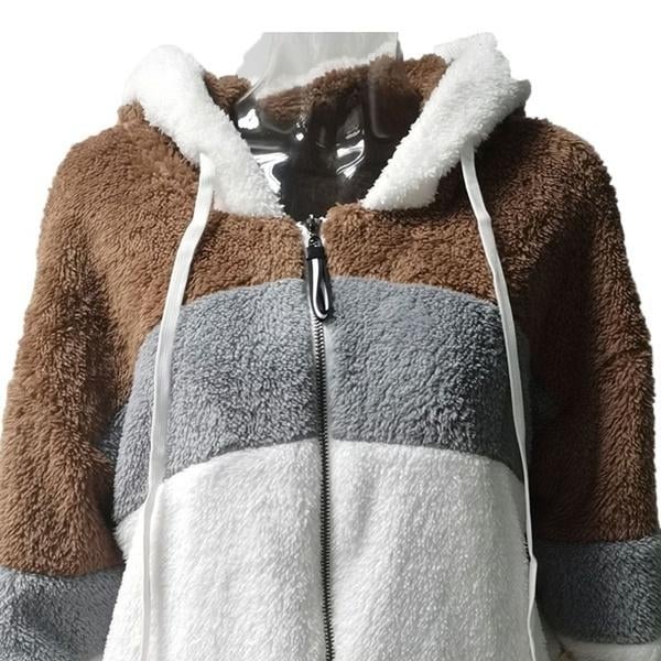 Womens Warm Plush Faux faux Hooded Jacket Outerwear Image 8