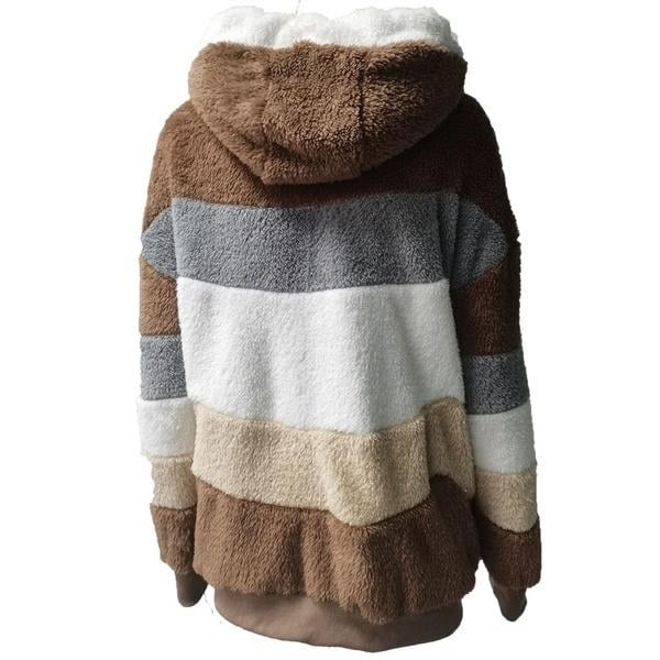 Womens Warm Plush Faux faux Hooded Jacket Outerwear Image 9