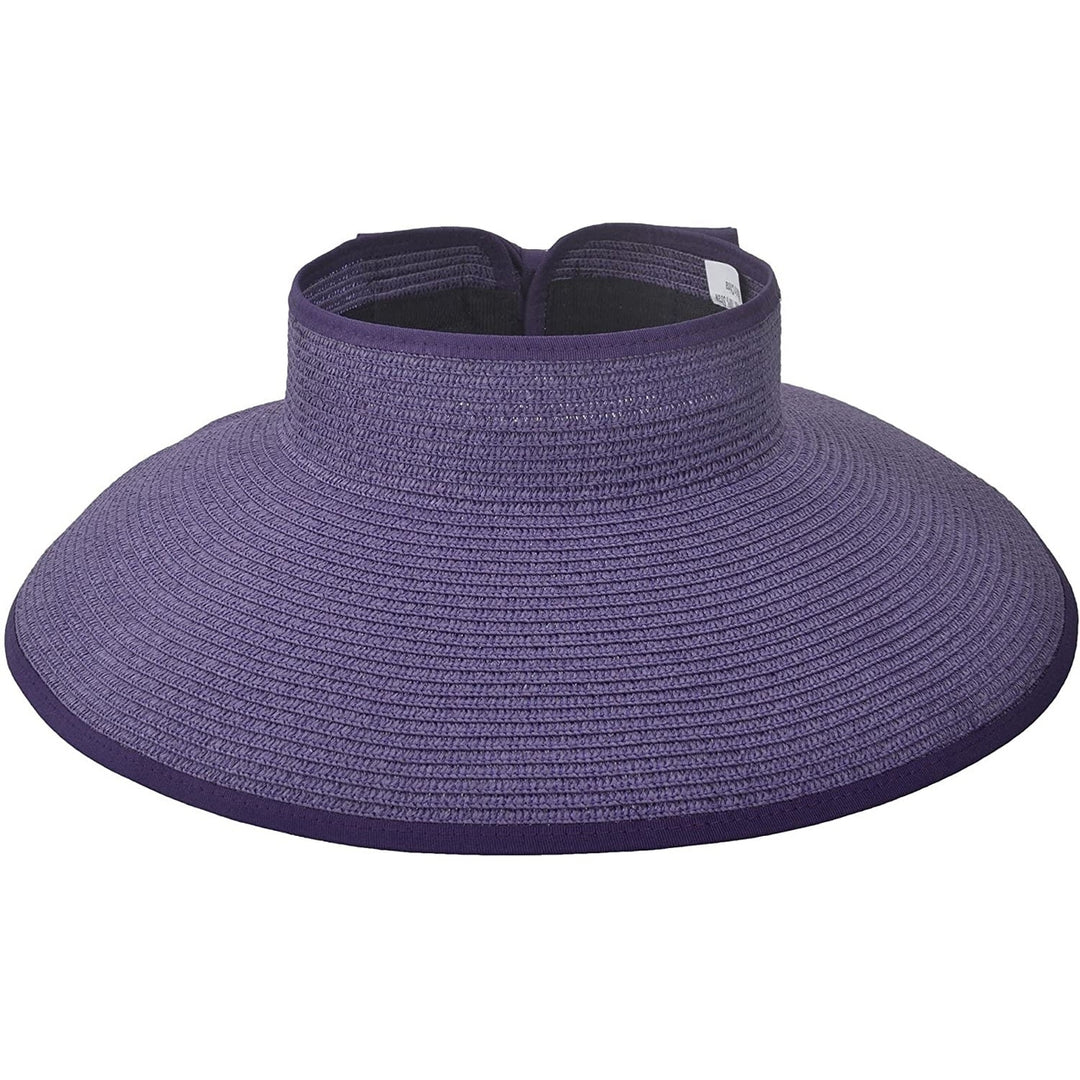 Womens Wide Brim Roll-up Straw Sun Hat Sun Visor Image 4