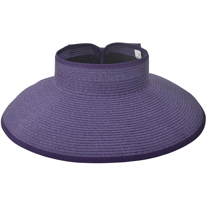 Womens Wide Brim Roll-up Straw Sun Hat Sun Visor Image 1