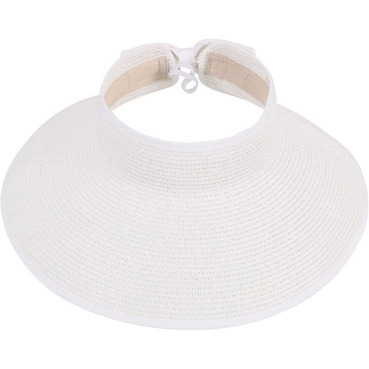 Womens Wide Brim Roll-up Straw Sun Hat Sun Visor Image 1