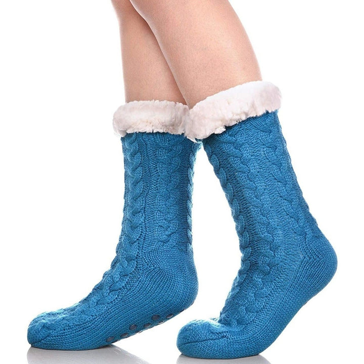 Womens Winter Super Soft Warm Cozy Fuzzy Fleece-Lined with Grippers Slipper Socks Image 6