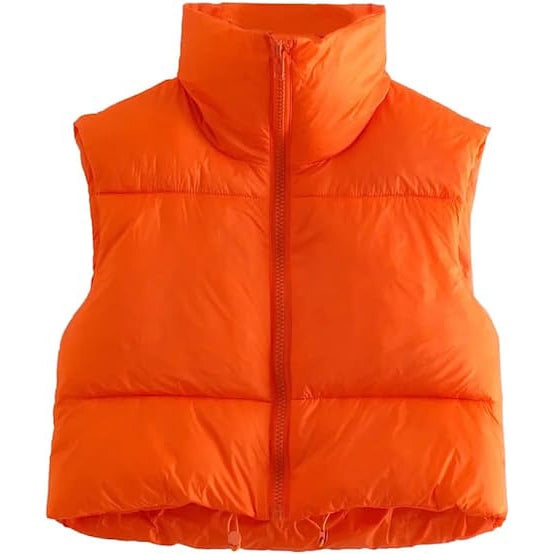 Womens Winter Crop Vest Lightweight Sleeveless Warm Outerwear Puffer Vest Padded Gilet Image 6