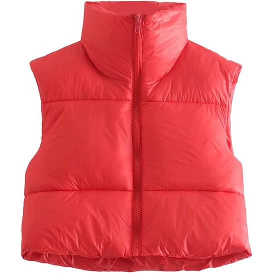 Womens Winter Crop Vest Lightweight Sleeveless Warm Outerwear Puffer Vest Padded Gilet Image 7