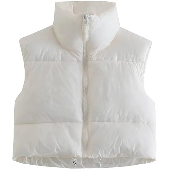 Womens Winter Crop Vest Lightweight Sleeveless Warm Outerwear Puffer Vest Padded Gilet Image 8