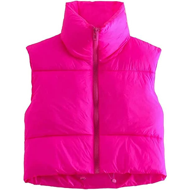 Womens Winter Crop Vest Lightweight Sleeveless Warm Outerwear Puffer Vest Padded Gilet Image 9