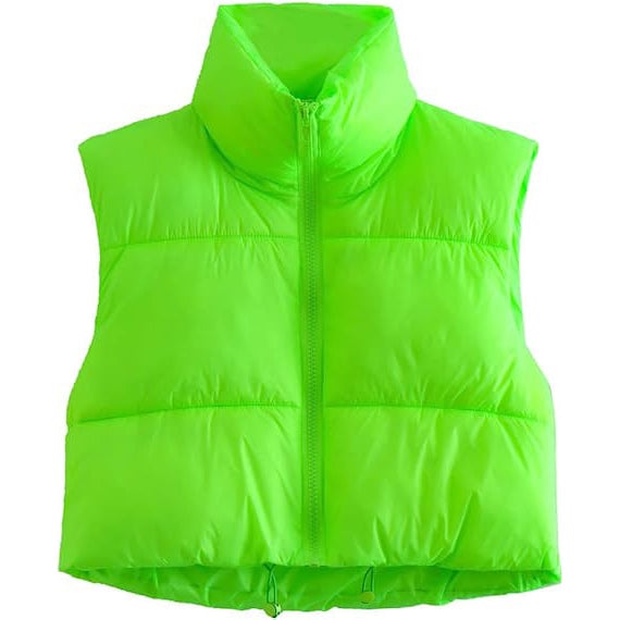 Womens Winter Crop Vest Lightweight Sleeveless Warm Outerwear Puffer Vest Padded Gilet Image 1