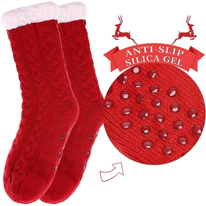 Womens Winter Super Soft Warm Cozy Fuzzy Fleece-Lined with Grippers Slipper Socks Image 8