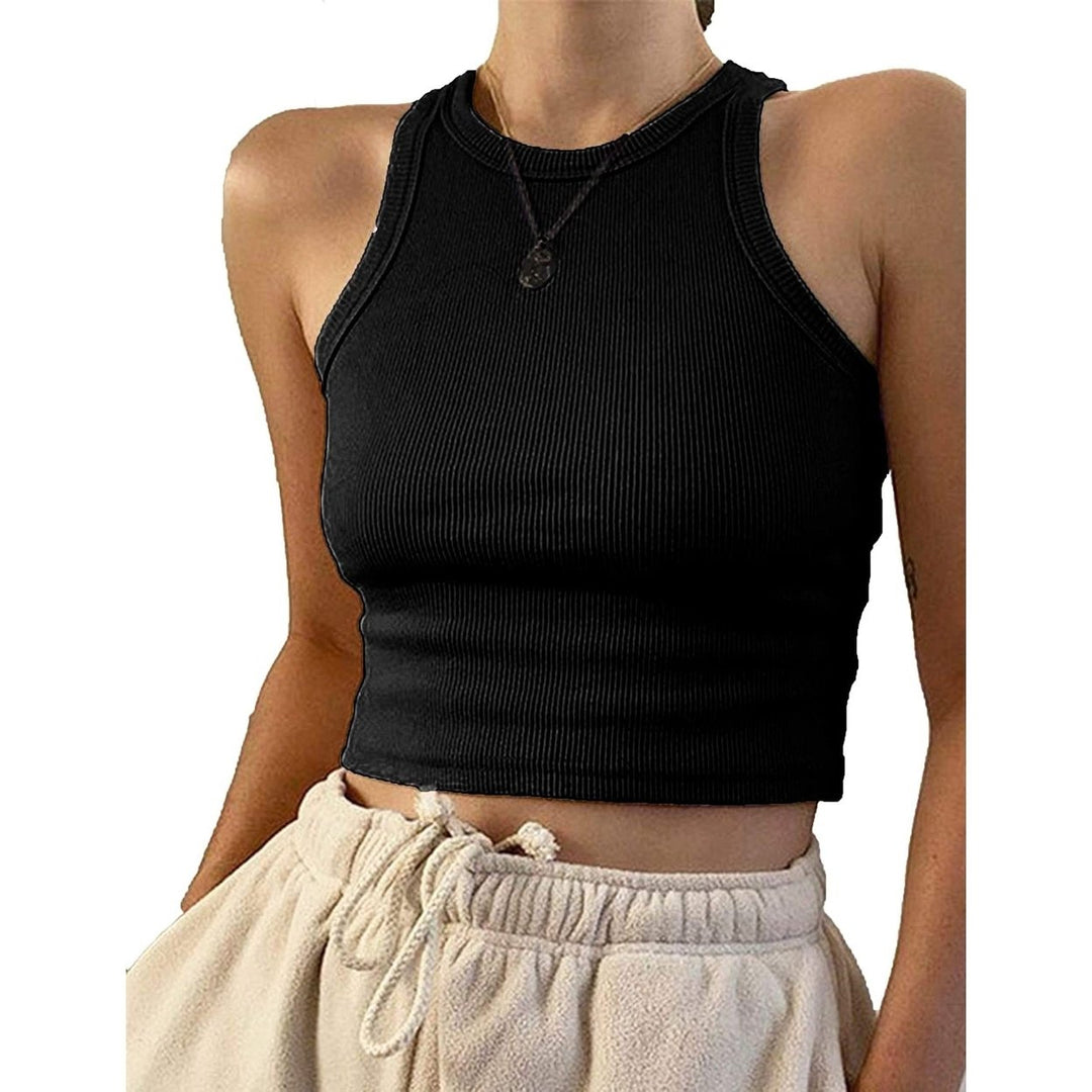 Womens Basic Sleeveless Tank Top Image 1