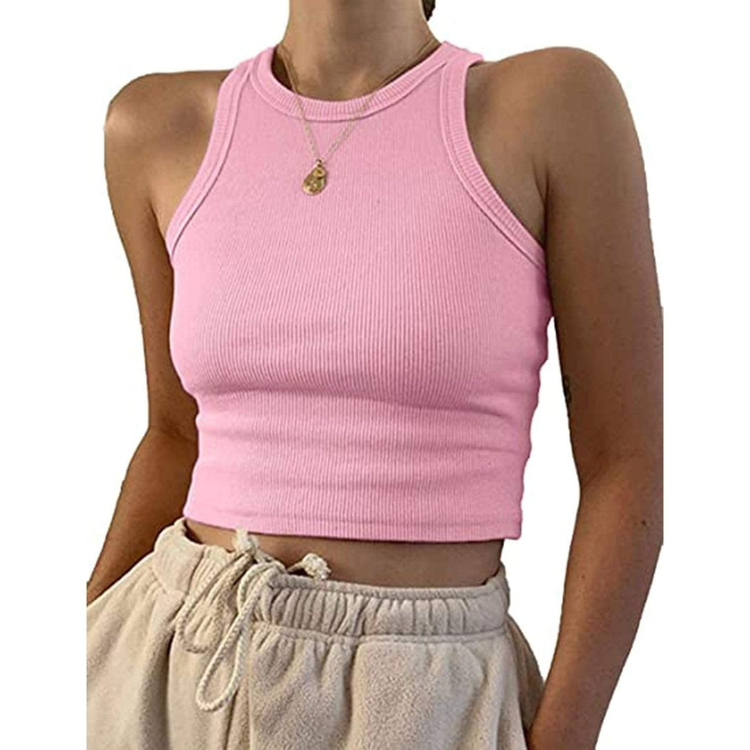 Womens Basic Sleeveless Tank Top Image 3