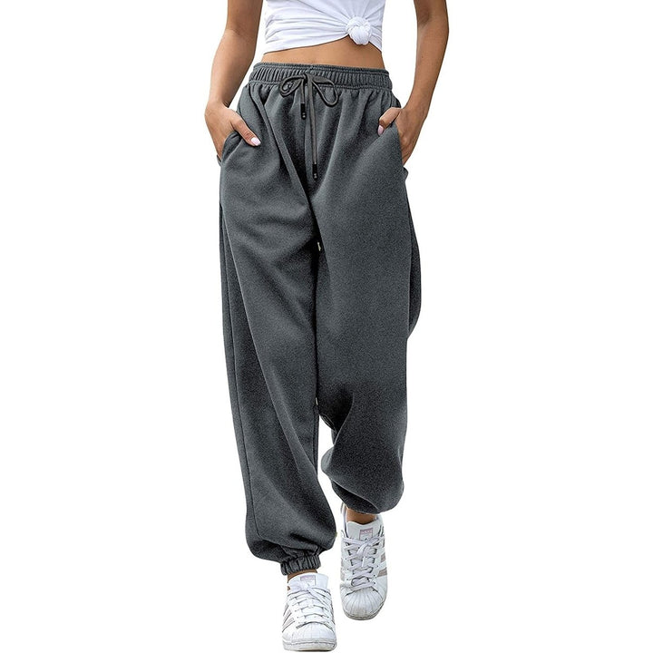 Womens Belted Sweatpants with Pockets Image 3