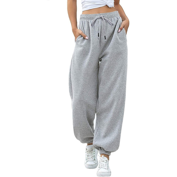 Womens Belted Sweatpants with Pockets Image 4