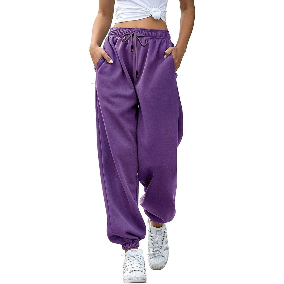 Womens Belted Sweatpants with Pockets Image 6