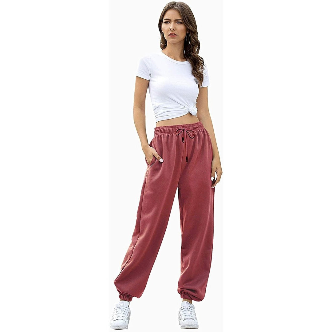 Womens Belted Sweatpants with Pockets Image 11