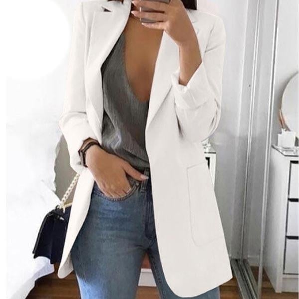 Womens Cardigan Jackets Open Front Solid Color Casual Oversized Long Blazer Image 1