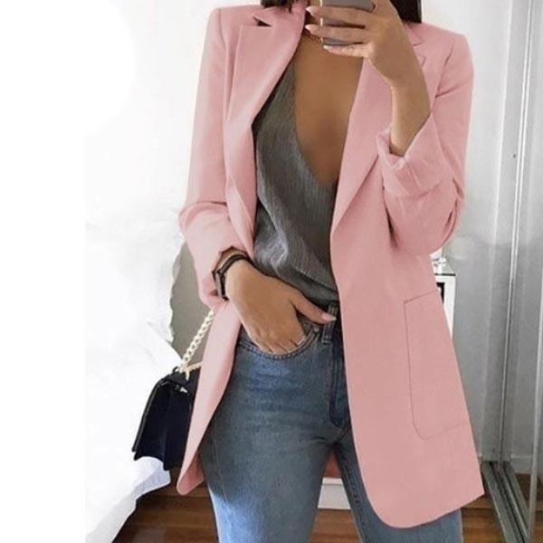 Womens Cardigan Jackets Open Front Solid Color Casual Oversized Long Blazer Image 2