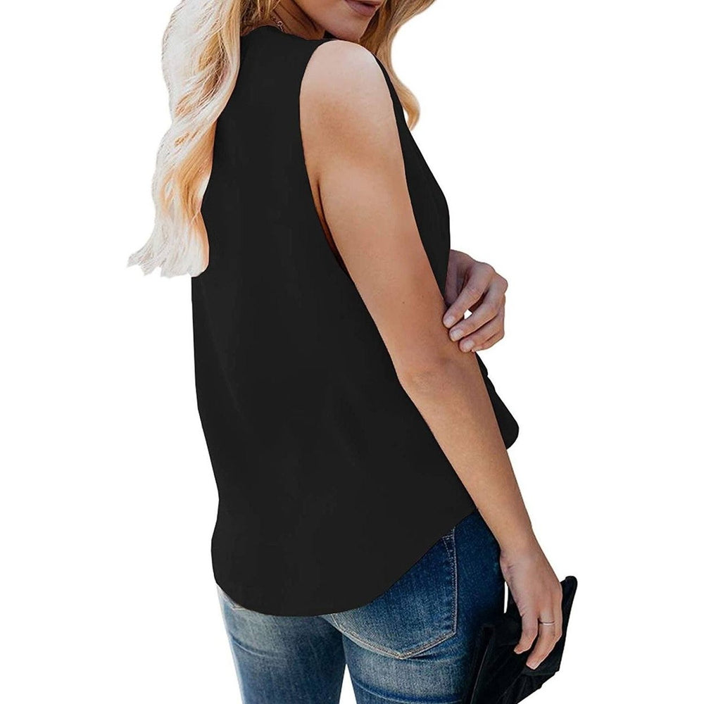 Womens Casual Summer Tie Sleeve Wrap V Neck Chiffon Blouses Tops Shirts Image 2