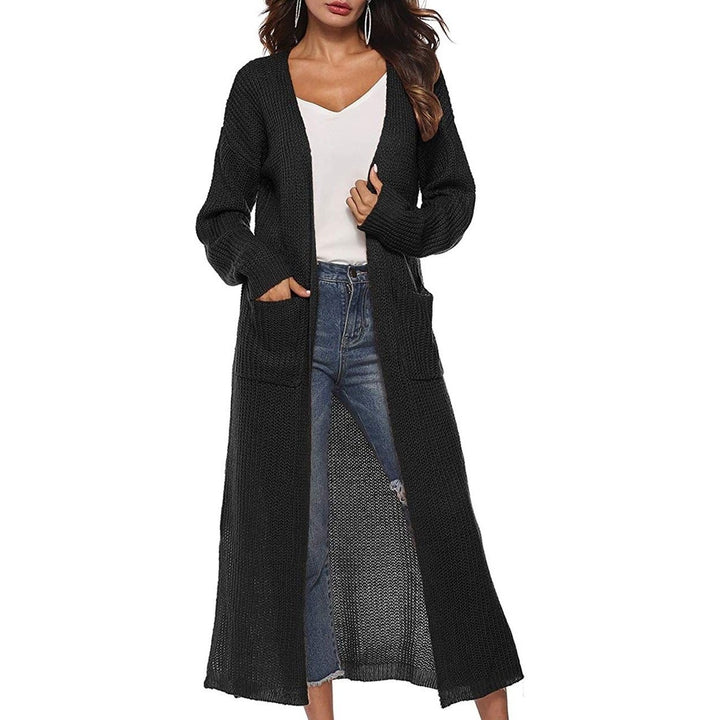 Womens Casual Long Sleeve Split Open Cardigan Knit Long Cardigan Sweaters with Pockets Image 4