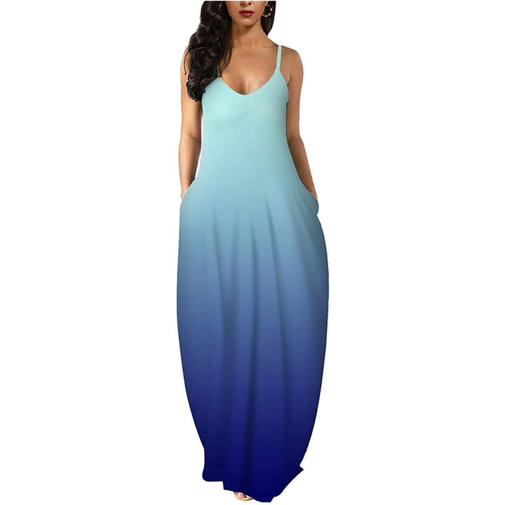 Womens Casual Sleeveless Plus Size Loose Plain Long Maxi Dress with Pockets Image 6