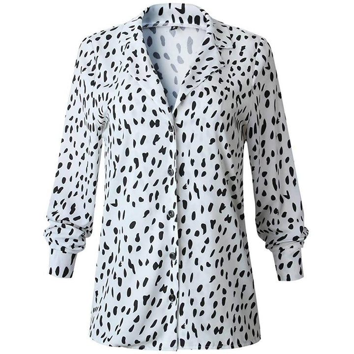 Womens Casual Tops V Neck Leopard Tunic Long Sleeve Button Down Shirts Top Image 11