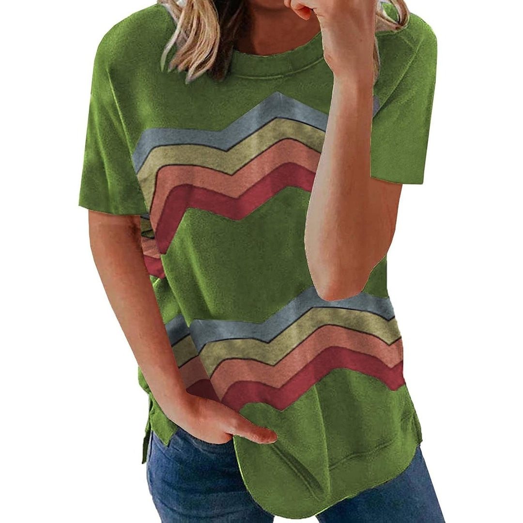 Womens Graphic Crewneck Tee Loose Casual T-Shirt Image 4