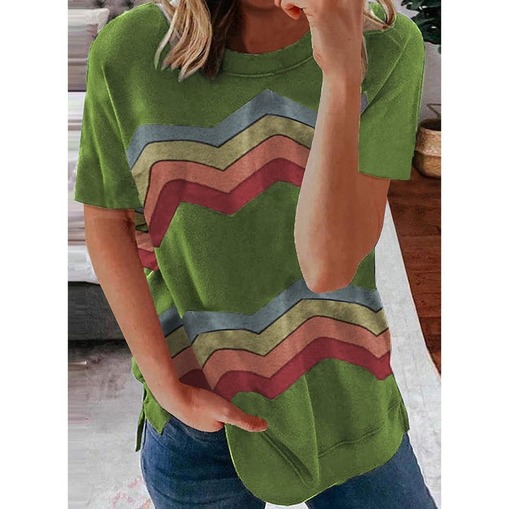 Womens Graphic Crewneck Tee Loose Casual T-Shirt Image 6