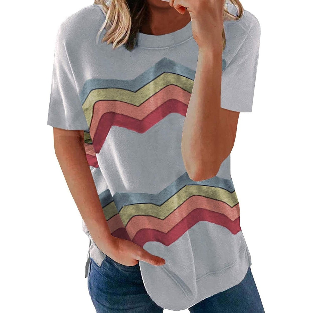 Womens Graphic Crewneck Tee Loose Casual T-Shirt Image 7