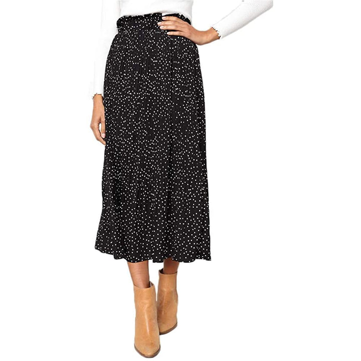 Womens High Waist Polka Dot Pleated Skirt Image 2