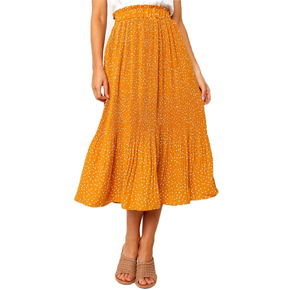 Womens High Waist Polka Dot Pleated Skirt Image 4