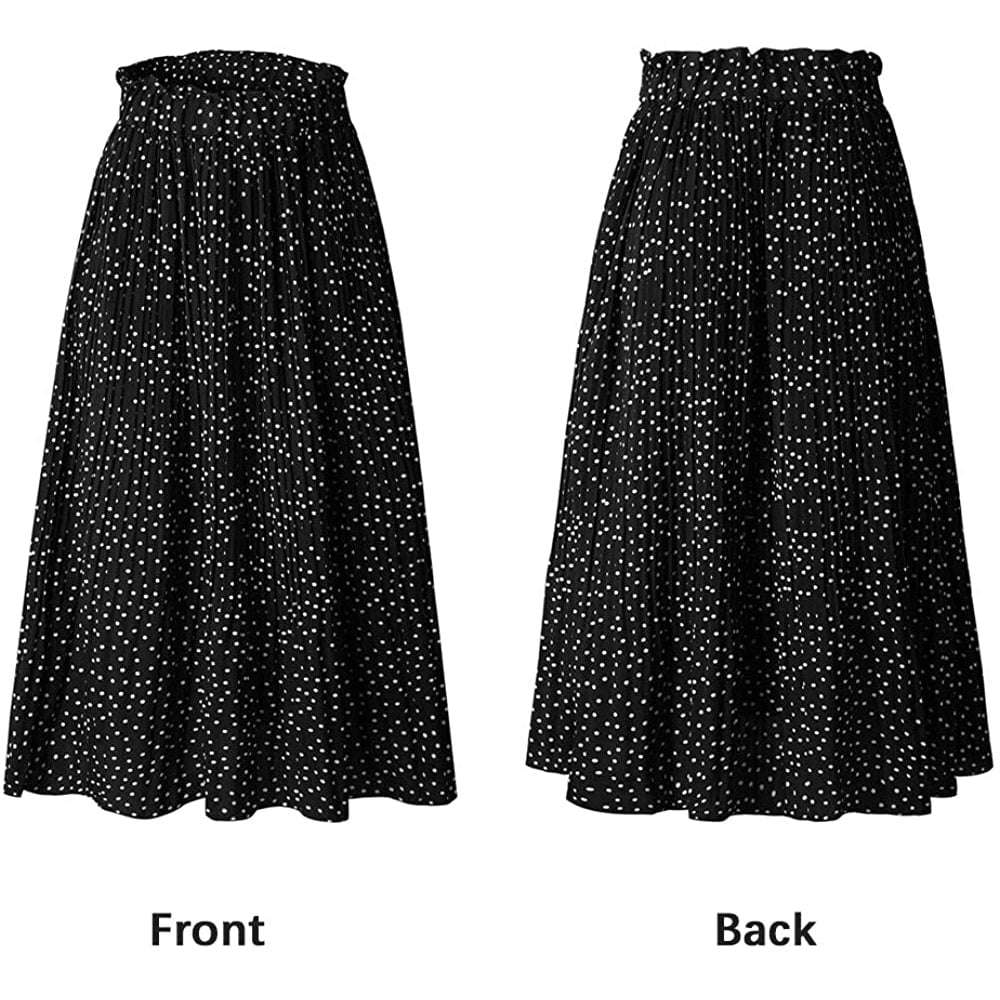 Womens High Waist Polka Dot Pleated Skirt Image 4