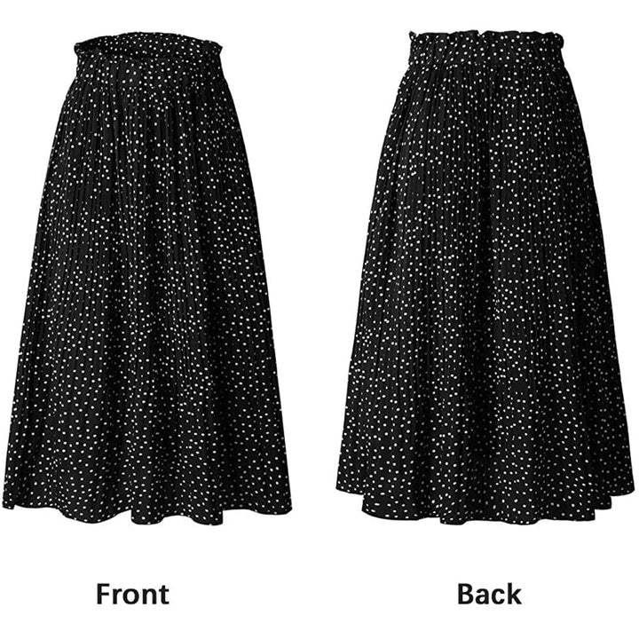 Womens High Waist Polka Dot Pleated Skirt Image 4