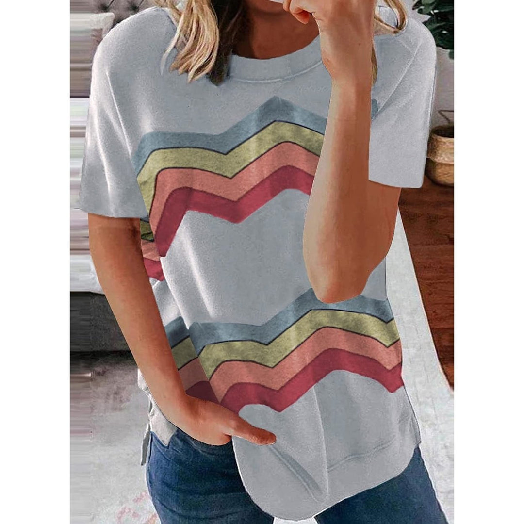 Womens Graphic Crewneck Tee Loose Casual T-Shirt Image 9