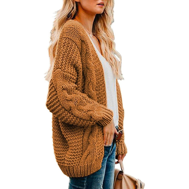 Womens Open Front Long Sleeve Chunky Knit Cardigan Sweaters Loose Outwear Coat Image 6