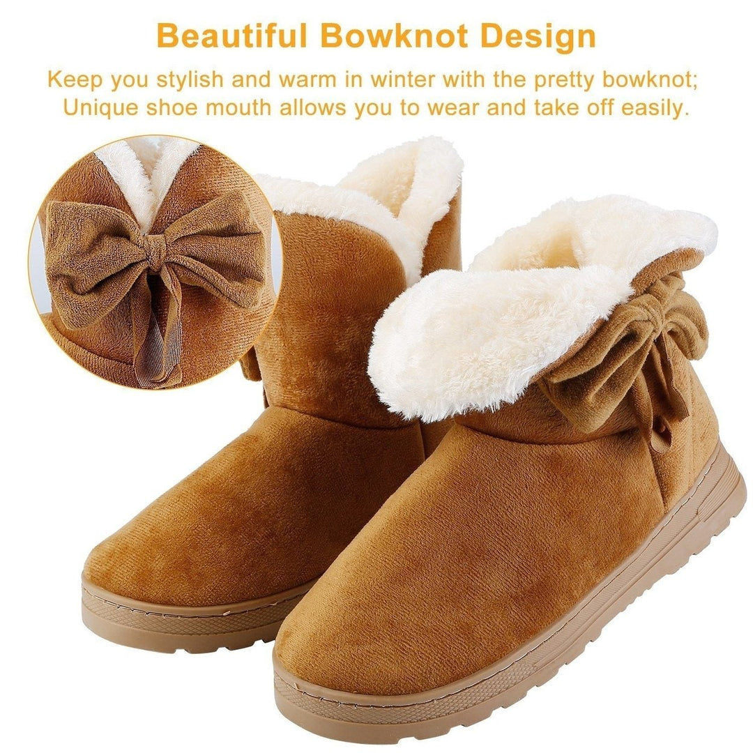 Womens Mid-Calf Winter Shoes with Anti Slip Rubber Base Bowknot Image 6