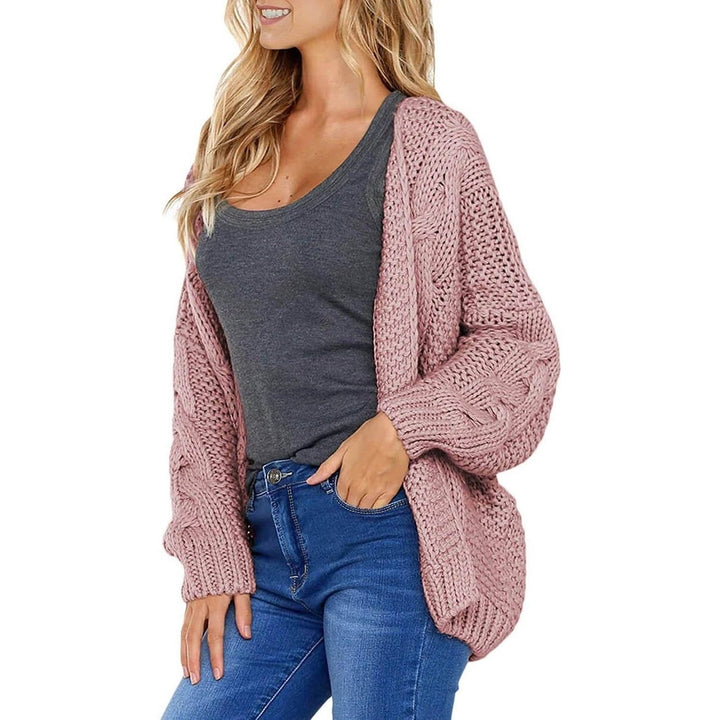 Womens Open Front Long Sleeve Chunky Knit Cardigan Sweaters Loose Outwear Coat Image 9