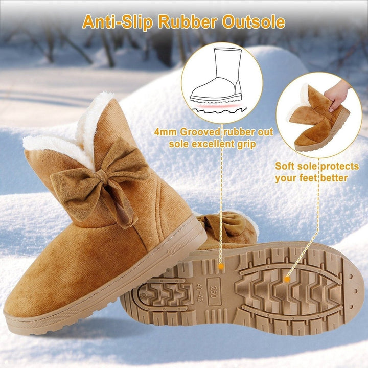 Womens Mid-Calf Winter Shoes with Anti Slip Rubber Base Bowknot Image 9