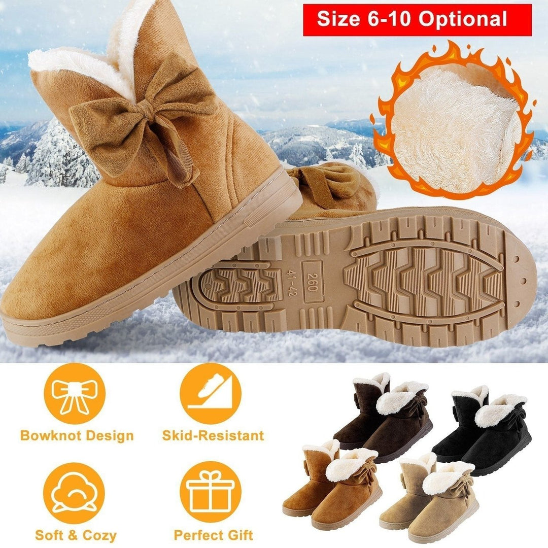 Womens Mid-Calf Winter Shoes with Anti Slip Rubber Base Bowknot Image 10