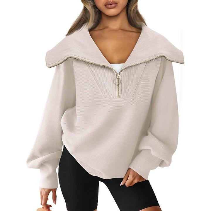 Womens Oversized Half Zip Pullover Sweatshirts Hoodie Image 8