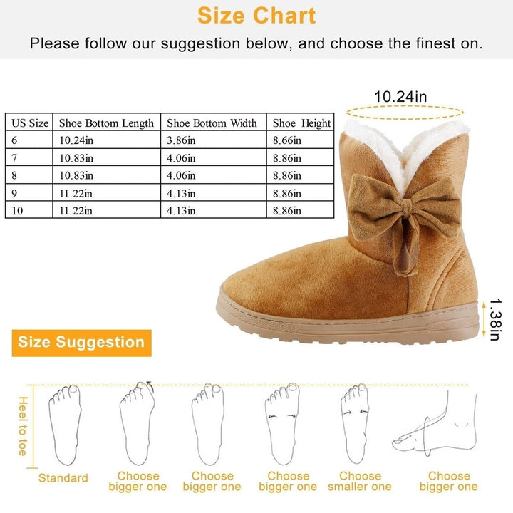 Womens Mid-Calf Winter Shoes with Anti Slip Rubber Base Bowknot Image 11