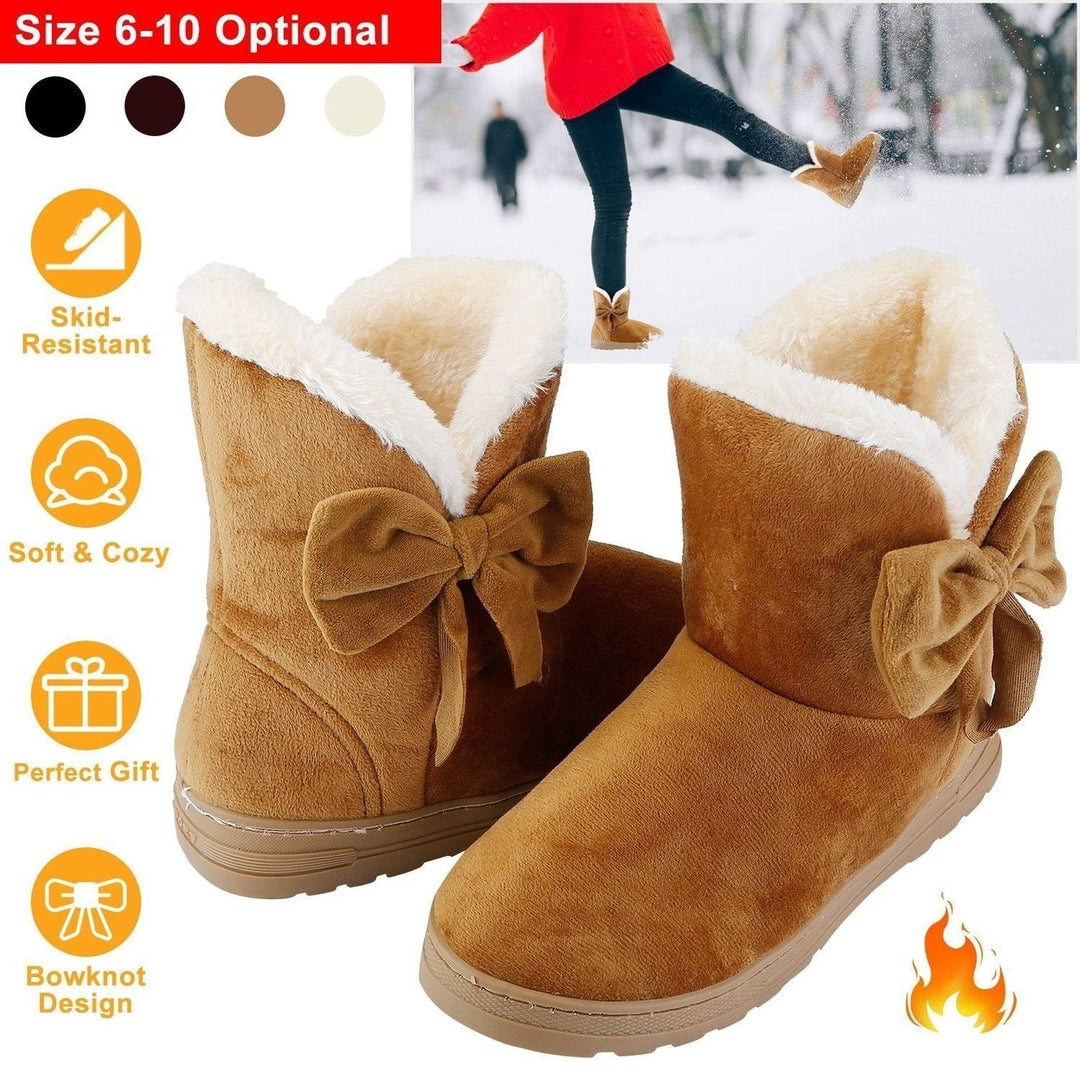 Womens Mid-Calf Winter Shoes with Anti Slip Rubber Base Bowknot Image 12