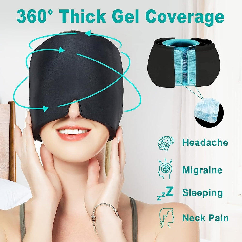 Migraine Relief Hat headache hat Gel Hot Cold Therapy Ice Cap For Relieve Pain Ice Hat Eye Mask Stress Pressure Pain Image 2