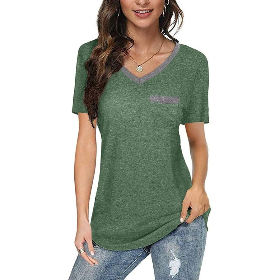 Womens V Neck Short Sleeve Tops Image 1