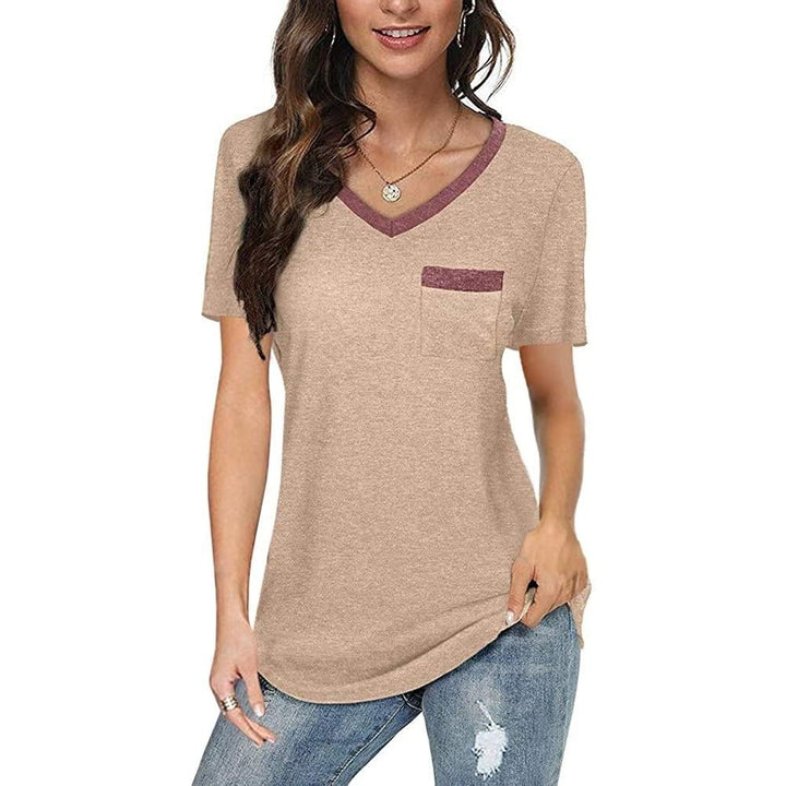 Womens V Neck Short Sleeve Tops Image 3